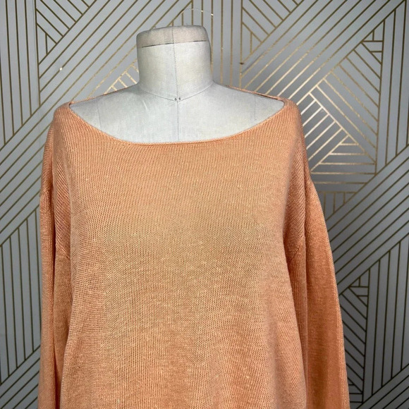 Eileen Fisher Vintage 100% Linen‎ Sweater in Orange Size US Large - Picture 3 of 11